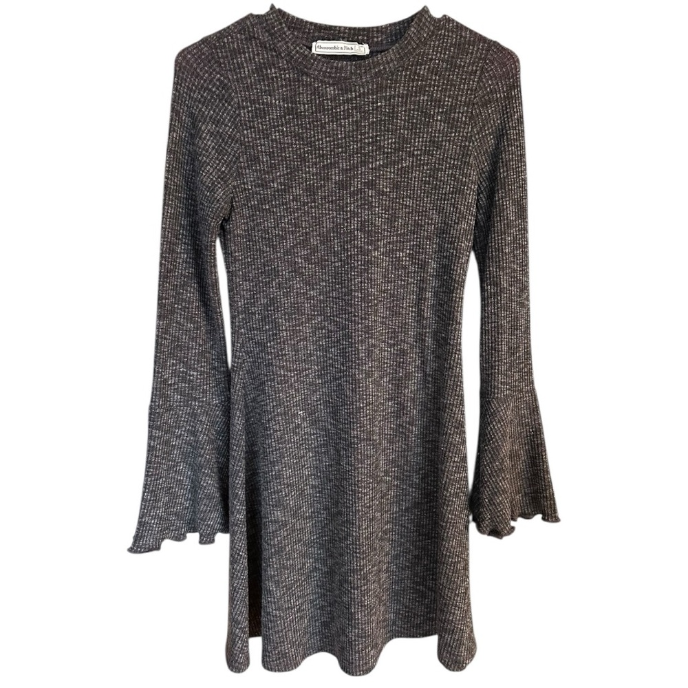 Abercrombie & Fitch gray white marled knit bell sleeve sweater dress size small‎